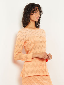 Jewel Neck Tunic - Ombre Pointelle Soft Knit, Citrine/Italian Clay/Biscotti | Misook