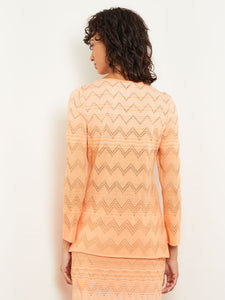 Jewel Neck Tunic - Ombre Pointelle Soft Knit, Citrine/Italian Clay/Biscotti | Misook