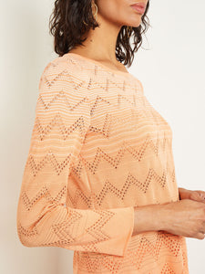 Jewel Neck Tunic - Ombre Pointelle Soft Knit, Citrine/Italian Clay/Biscotti | Misook