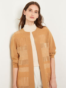 Round Neck Jacket - Burnout Pointelle Mixed Media, Italian Clay | Misook