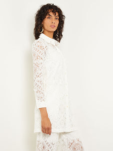 Button-Front Jacket - Cuff Sleeve Lace, White | Misook