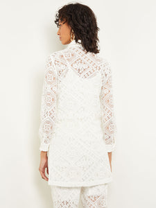 Button-Front Jacket - Cuff Sleeve Lace, White | Misook