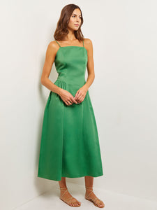 Maxi Fit & Flare Dress - Spaghetti Strap Cotton, Verdant Clover | Misook