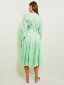 Midi Drop Waist Dress - Pointelle Stripe Mixed Media, Paradise Green | Misook