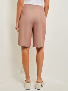 Knee Length Bermuda Shorts - Pleated Woven, Charmeuse | Misook