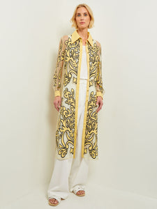 Midi Shirt Dress - Applique Lined Sheer Woven, Pale Gold/Black | Misook