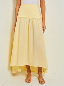 Maxi High-Low Skirt - Flounce Cotton, Pale Gold | Misook