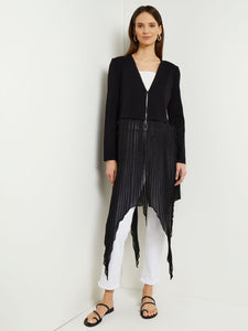 V-Neck Jacket - Removable Fringe Knit, Black | Misook