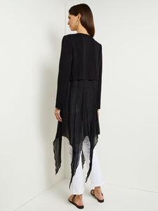 V-Neck Jacket - Removable Fringe Knit, Black | Misook