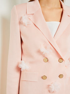 Heritage Double Breasted Jacket - Floral Applique Knit, Porcelain Pink | Misook