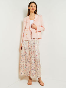 Heritage Double Breasted Jacket - Floral Applique Knit, Porcelain Pink | Misook