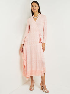 Midi Wrap Dress - Soft Jacquard Knit, Porcelain Pink | Misook