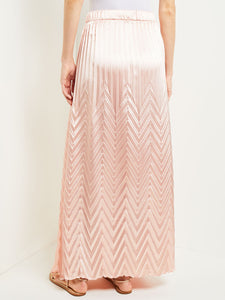 Maxi A-Line Skirt - Chevron Textured Crepe de Chine, Porcelain Pink | Misook