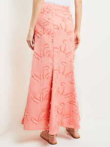 Maxi Trumpet Skirt - Fringe Applique Cotton, Ocean Coral | Misook