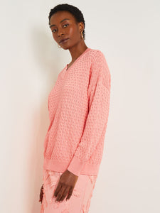 Long Sleeve Tunic Sweater - Soft Burnout Knit, Ocean Coral | Misook