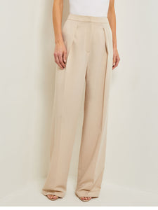 Zipper Fly Wide Leg Pants - Tailored Woven, Biscotti | Misook