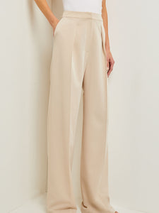 Zipper Fly Wide Leg Pants - Tailored Woven, Biscotti | Misook