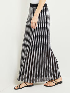 Maxi A-Line Skirt - Soft Burnout Knit, Black/White | Misook