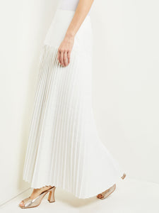 Maxi A-Line Skirt - Pleated Woven, White | Misook