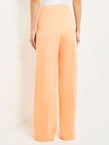 Zipper Fly Wide Leg Pants - Faux Cupro Silk, Peach Blossom | Misook