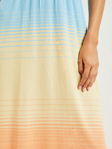 Midi Fit & Flare Dress - Soft Ombre Jacquard Knit, Caribbean Mist/White/Pale Gold/Peach Blossom/Black | Misook