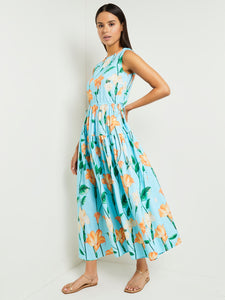 Modern Fit Maxi Drop Waist Floral Cotton Dress meison Modern Fit Maxi Drop Waist Floral Cotton Dress meison