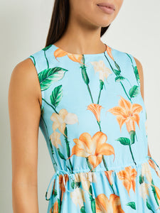 Modern Fit Maxi Drop Waist Floral Cotton Dress meison Modern Fit Maxi Drop Waist Floral Cotton Dress meison