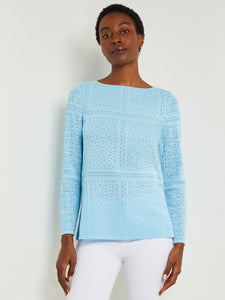 Jewel Neck Tunic - Burnout Knit, Caribbean Mist | Misook