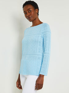 Jewel Neck Tunic - Burnout Knit, Caribbean Mist | Misook