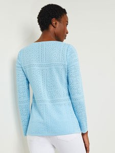 Jewel Neck Tunic - Burnout Knit, Caribbean Mist | Misook