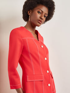 Modern Fit Jacket - Contrast Stitch Woven, Radiant Pink | Meison Studio Presents Misook