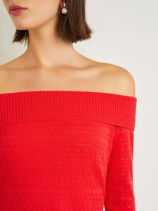 Modern Fit Off-The-Shoulder Burnout Knit Top, Radiant Pink | Meison Studio Presents Misook