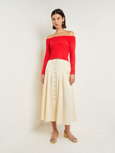 Modern Fit Off-The-Shoulder Burnout Knit Top, Radiant Pink | Meison Studio Presents Misook