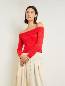 Modern Fit Off-The-Shoulder Burnout Knit Top, Radiant Pink | Meison Studio Presents Misook