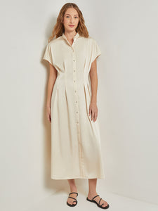 Midi Fit & Flare Dress - Dolman Sleeve Woven, Parchment | Meison Studio Presents Misook