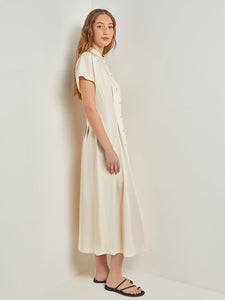 Midi Fit & Flare Dress - Dolman Sleeve Woven, Parchment | Meison Studio Presents Misook