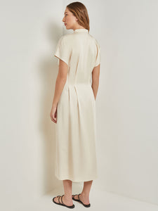 Midi Fit & Flare Dress - Dolman Sleeve Woven, Parchment | Meison Studio Presents Misook