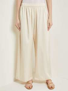 Pull-On Woven Wide-Leg Pants, Parchment, Parchment | Meison Studio Presents Misook