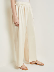 Pull-On Woven Wide-Leg Pants, Parchment, Parchment | Meison Studio Presents Misook