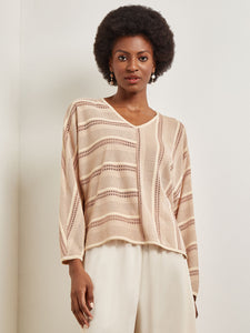 Dolman Sleeve Tunic - Multi-Stitch Soft Knit, Sand/Parchment | Meison Studio Presents Misook