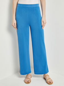 Pull-On Straight Leg Pants - Knit, Adriatic Blue | Meison Studio Presents Misook