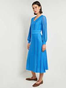 Midi Fit & Flare Dress - Multi-Stitch Knit, Adriatic Blue | Meison Studio Presents Misook