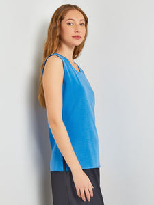 Classic Knit Tank Top, Adriatic Blue, Adriatic Blue | Meison Studio Presents Misook