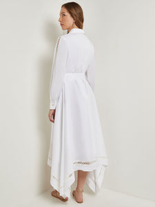 Maxi Dress - Eyelet Trim Cotton, White, White | Meison Studio Presents Misook