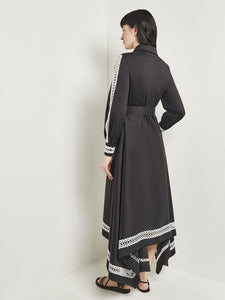 Maxi Dress - Eyelet Trim Cotton, Black & White, Black/White | Meison Studio Presents Misook