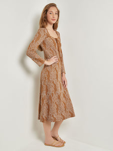 jacquard knit midi dress Brown KarenMillen Zebra Jacquard Knit Full Skirted Midi Dress