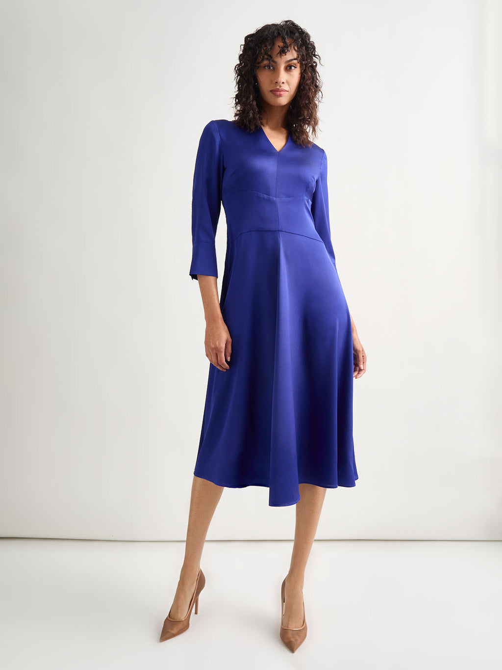 Fit-and-Flare Crepe de Chine Midi Dress – meison