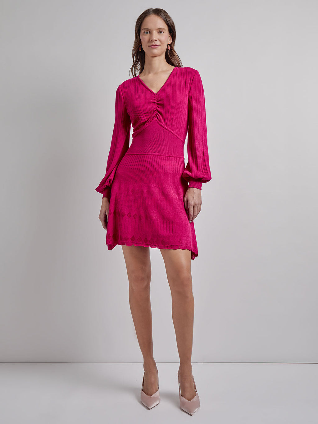 Fit & Flare Tonal Ribbed Knit Mini Dress - Modern Fit – meison
