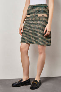 Contrast Detail Tweed Knit Pencil Skirt | Ming Wang