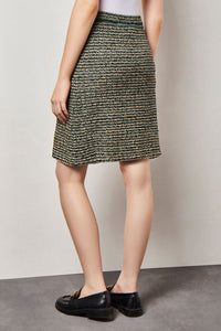 Contrast Detail Tweed Knit Pencil Skirt | Ming Wang